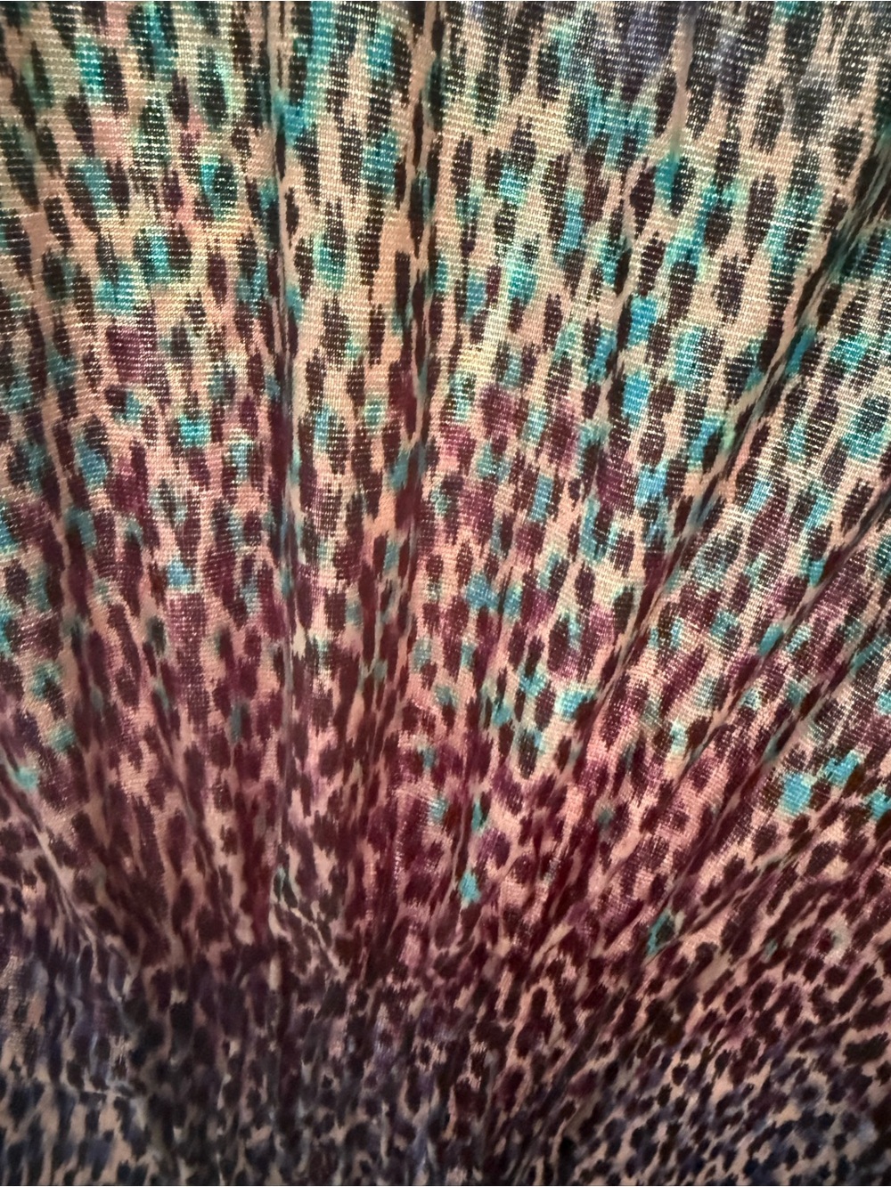 Dana Buchman Multicolor Animal Print Top — Teal, Burgundy, Tan